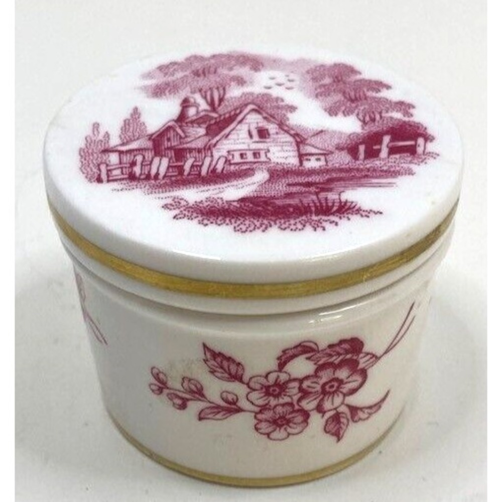 Vintage Trinket Pill‎ Box by Spode of England Bone China Pink Cottage Theme 2 in